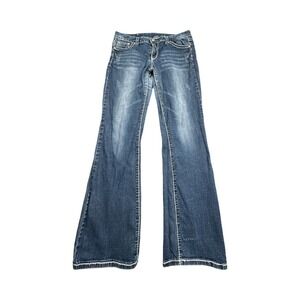 Denim Culture Jeans Womens 13 Blue Flare Butterfly Rhinestone DC0155BC Y2K Boho
